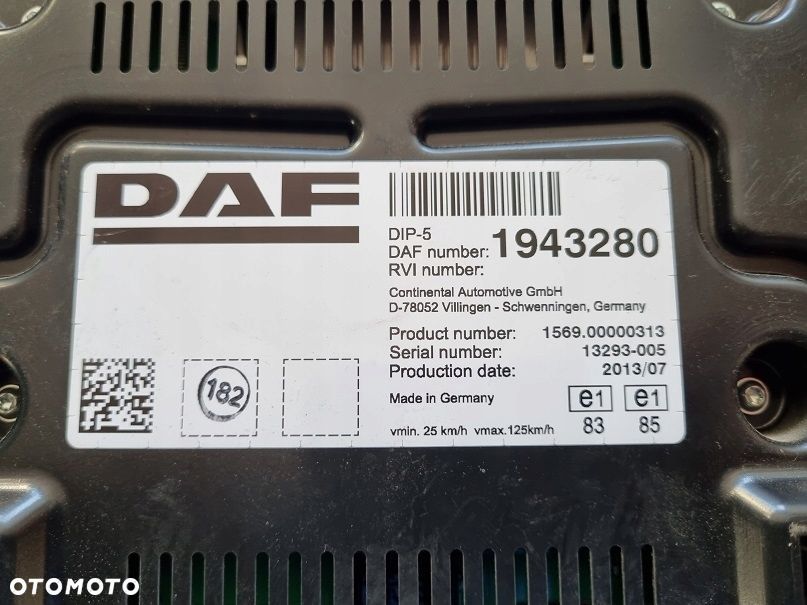 LICZNIK ZEGARY TABLICA DAF XF 106 , CF EURO 6 1943280 - 3