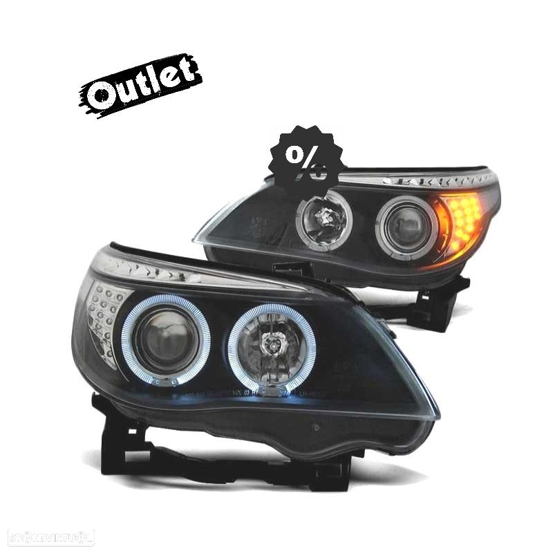 R011333C2 FARÓIS ANGEL EYES LED PARA BMW E60 E61 03-07 BLACK PRETO - 5