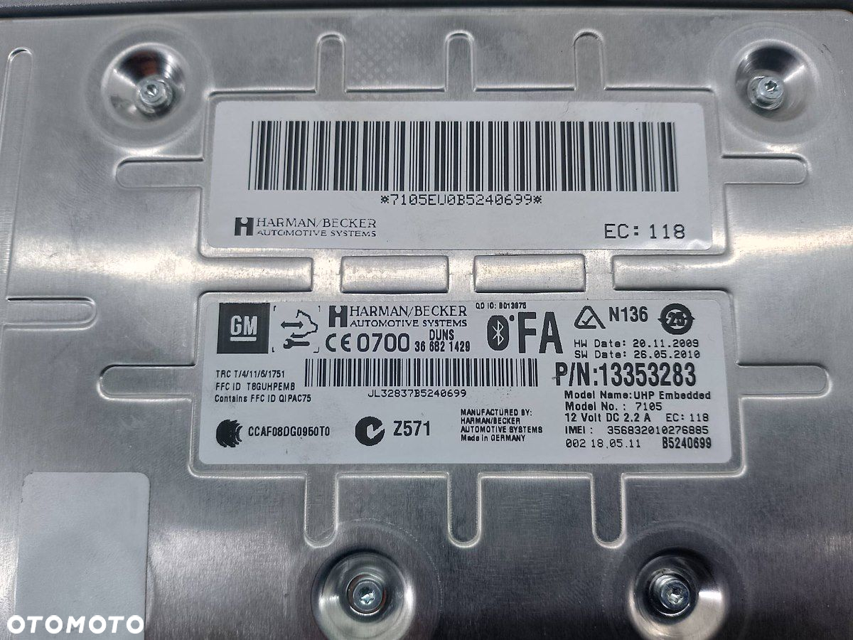 ZESTAW MUTIMEDIALNY OPEL INSIGNIA 22790016  22764032 13353283 13273256 - 8