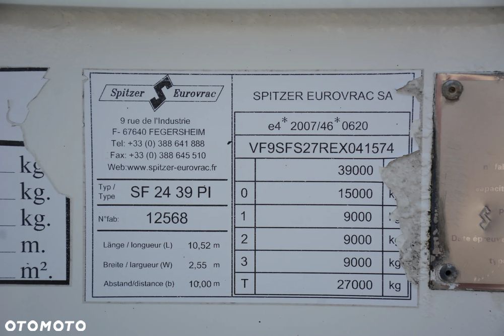 Spitzer SF 39 PI / 2014r / Cementonaczepa / 39000l / 4,660t / Osie SAF / Super stan - 18