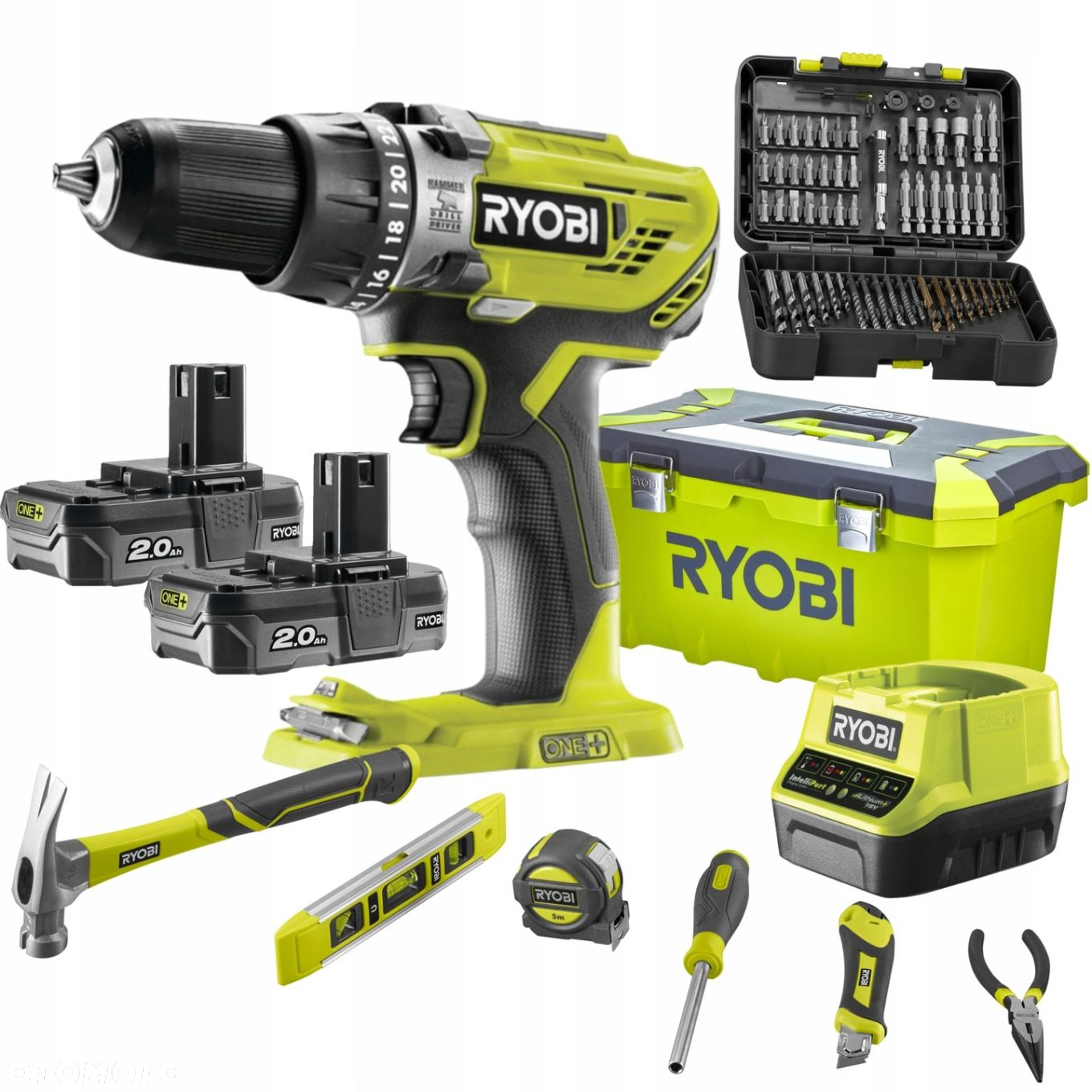 RYOBI WIERTARKO-WKRĘTARKA 2x2Ah SKRZYNKA WIERTŁA - 12