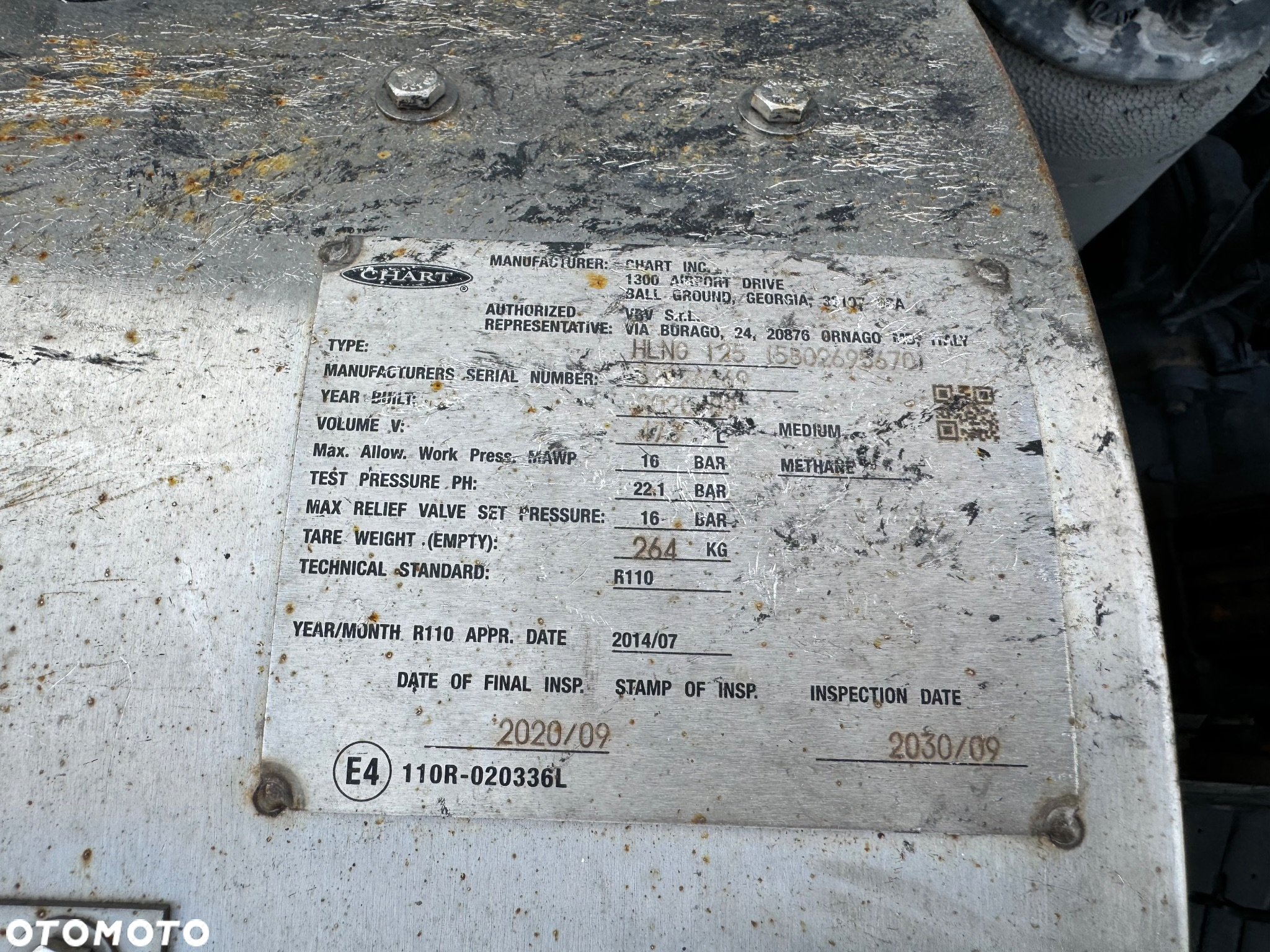 Zbiornik gazu LNG Chart 473l, Iveco S-Way Euro 6 - 6