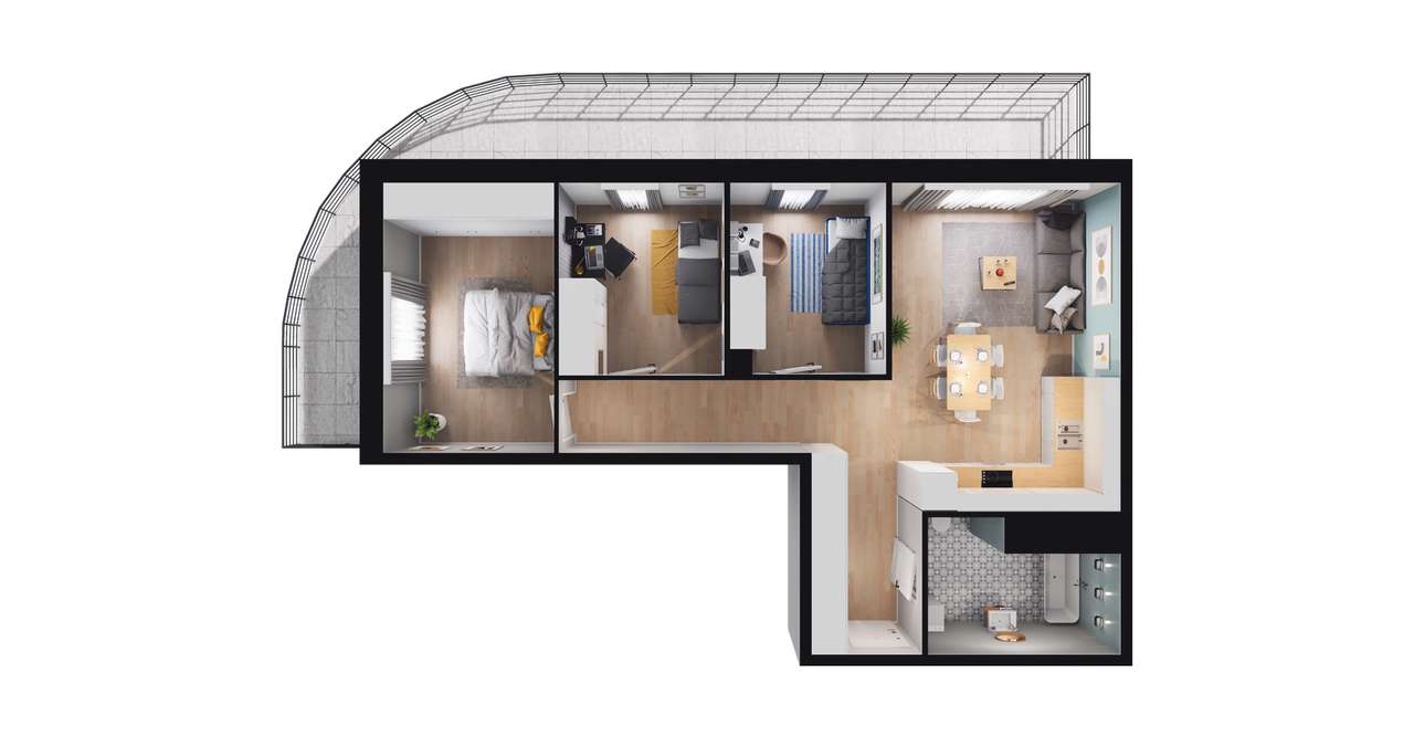 4-pokojowe mieszkanie 69m2 + loggia Bezpośrednio