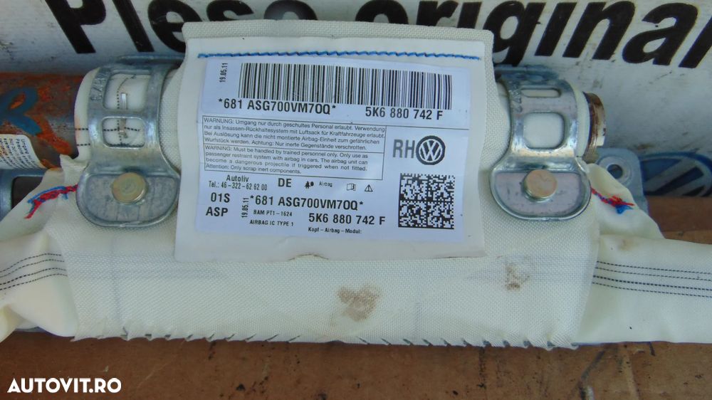 Airbag cortina dreapta VW Golf 6 hatchback dezmembrez golf 6 1.2 benzina tsi - 3