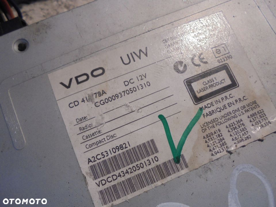 CD RADIO VDO 413/78A A2C53109821 - 2