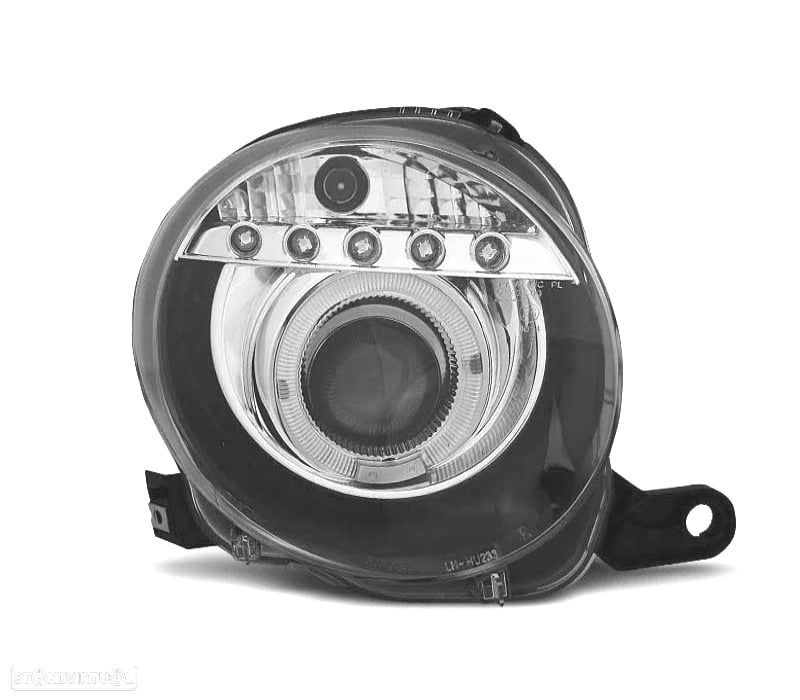 FARÓIS FIAT 07-15 LUZ DIURNA ANGEL EYES FUNDO PRETO - 2