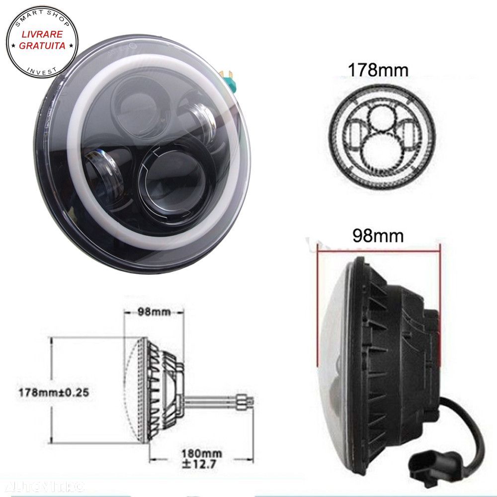 Grila Frontala cu Faruri LED CREE Angel Eye si Semnalizari compatibile cu Jeep Wra- livrare gratuita - 7