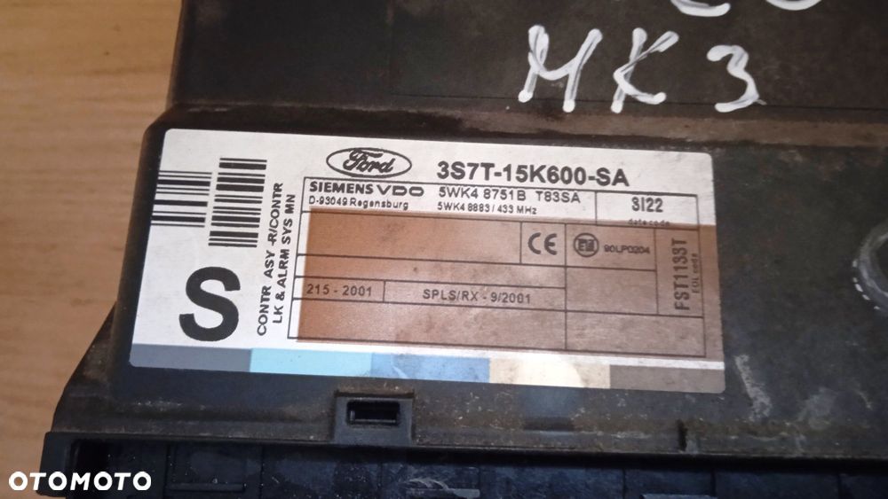 Moduł komfortu 3s7t15k600sa Sterownik komputer silnika 3s7a12a650la Ford Mondeo MK3 1.8 B - 2