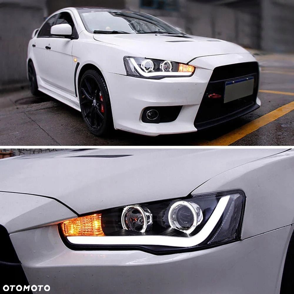 Reflektor Lampa L+R Ringi LED Bi Soczewka Mitsubishi Lancer VIII 8 07- EVO - 8