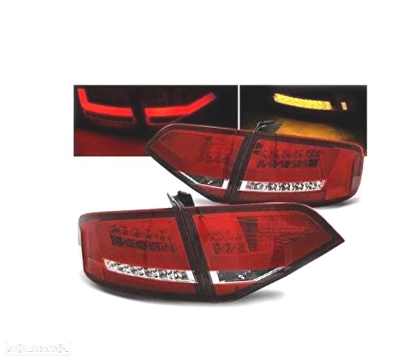 FAROLINS TRASEIROS AUDI A4 B8 07-11 LIGHT BAR VERMELHO CROMADO - 2