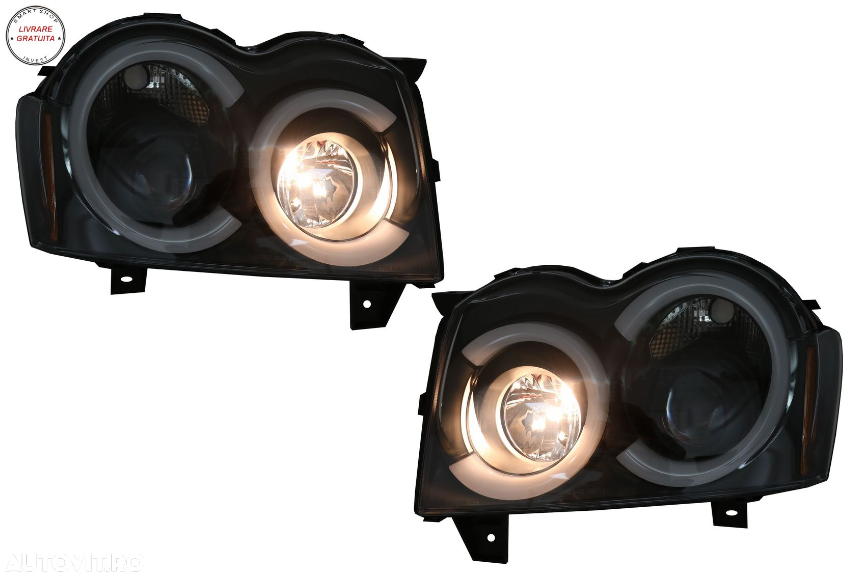 Faruri Angel Eyes TUB LED Jeep Grand Cherokee WK (2005-2008) Negru- livrare gratuita - 5
