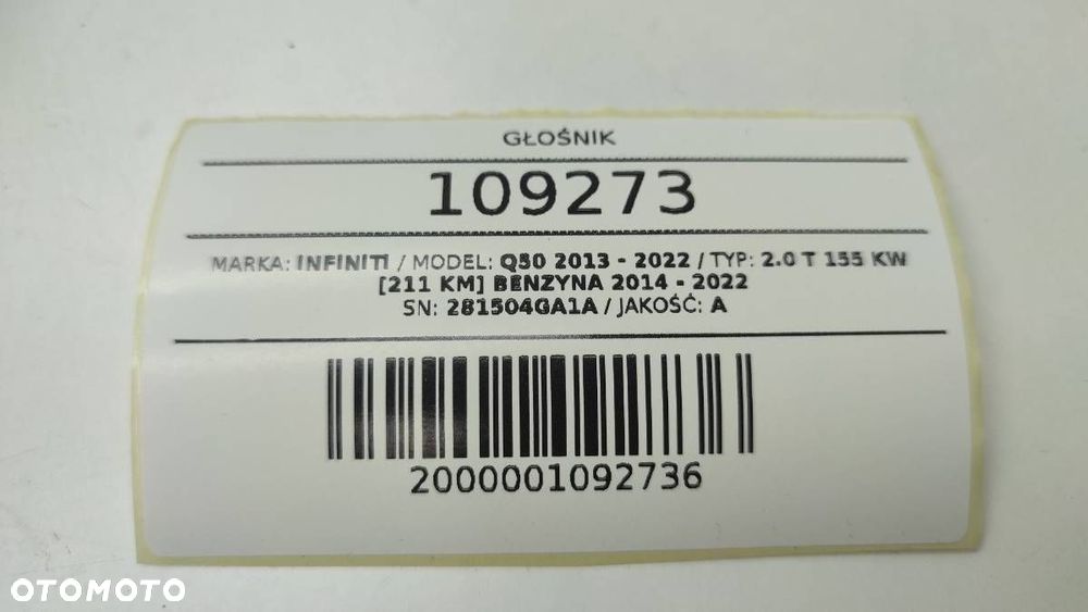 GŁOŚNIK DRZWI BOSE INFINITI Q50 281504GA1A DUŻY - 6