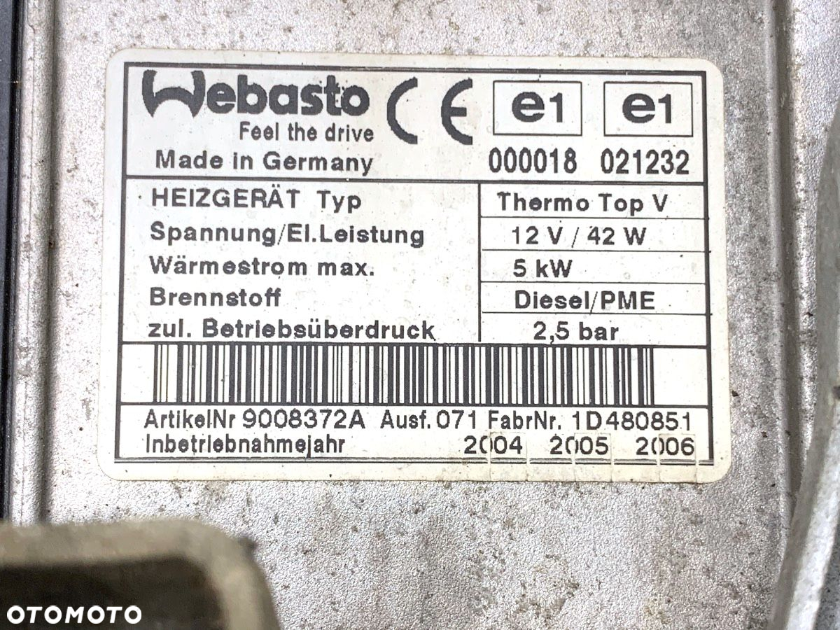 WEBASTO - 599.00 PLN - VW TOURAN (1T1, 1T2) 2003 - 2010 1.9 TDI 74 kW [100 KM] olej napędowy 2003 - - 7