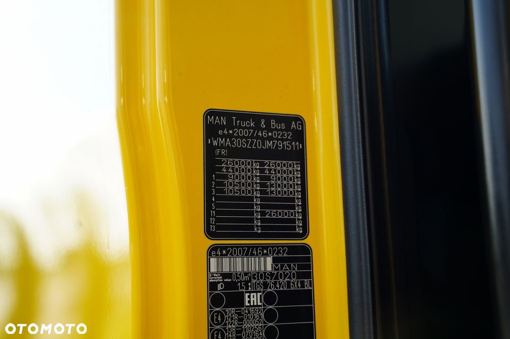 MAN TGS 26.420 / 6x4 / WYWROTKA 2 STRONNA / HYDROBURTA / BORDMATIC + HDS PALFINGER 18002 / ROTATOR / PILOT / EURO 6 - 37