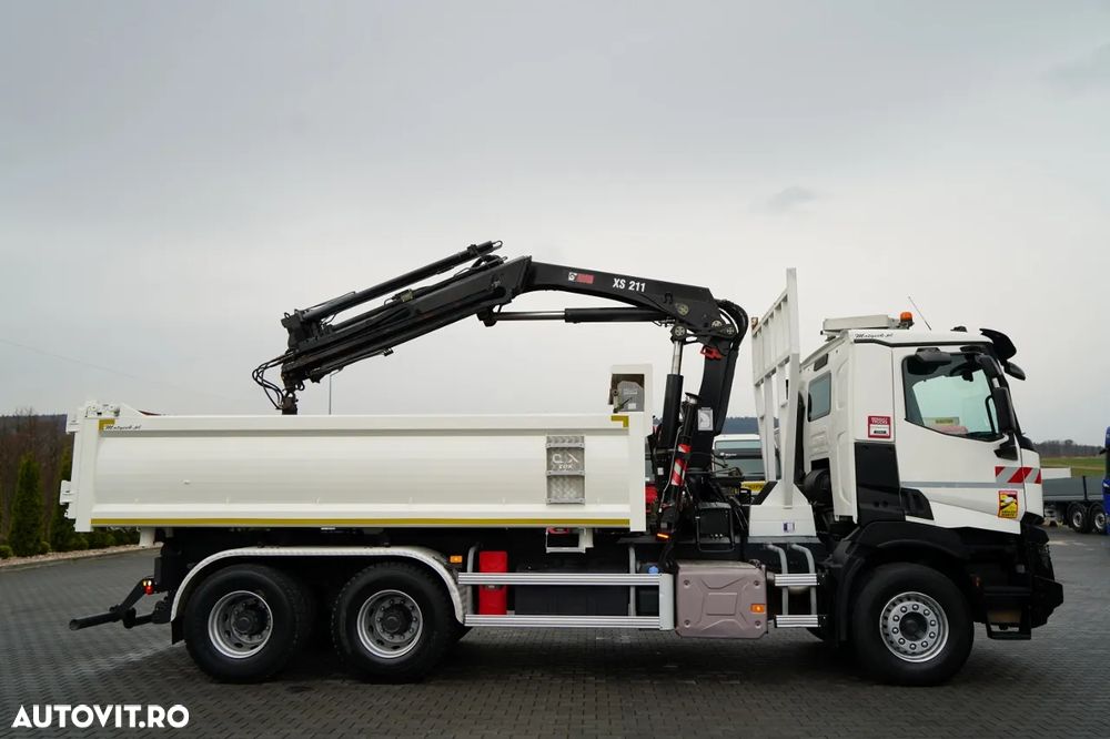 Renault C 430 / 6x4 / BASCUNĂ CU DOUĂ LATE / BASCUNĂ HIDRAULICĂ + HIAB 211 EP-3 HDS / EURO 6 / RADIOCOMANDĂ / ROTATOARE / CUPĂ - 16