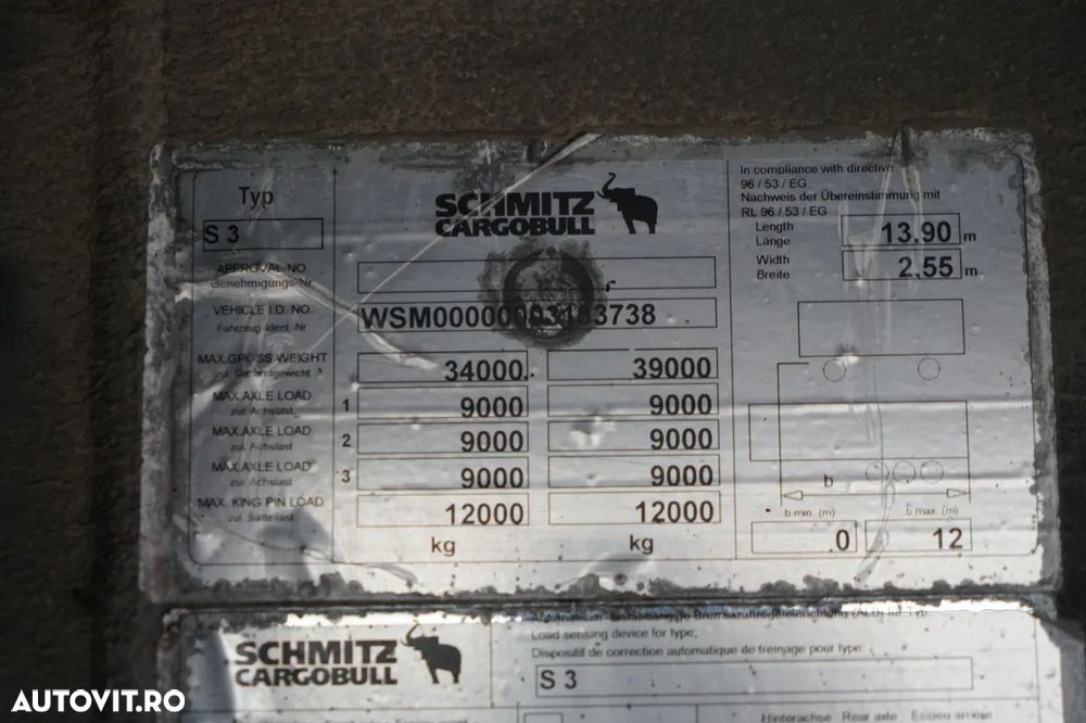 Schmitz Cargobull CORTINĂ / STANDARD / AXĂ RIDICABILĂ - 30