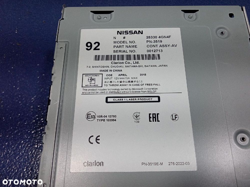 INFINITI Q50 LIFT RADIO FABRYCZNE CZYTNIK 283304GN4F - 7