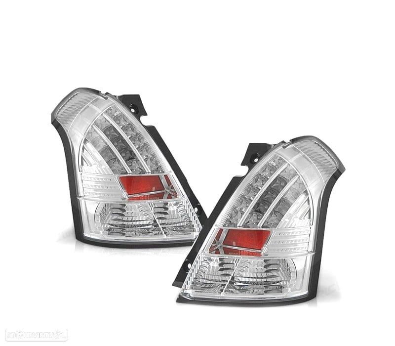 FAROLINS TRASEIROS PARA SUZUKI SWIFT 05-10 LED FUNDO CROMADO - 1