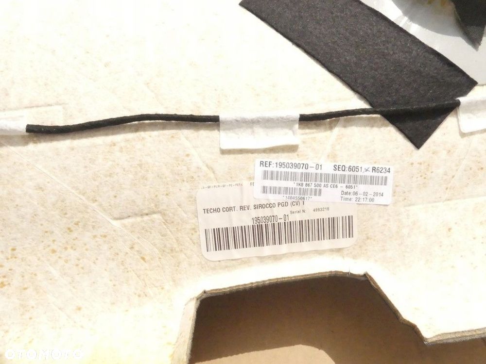 dw vw scirocco podsufitka 1k8867500as ce6 - 3