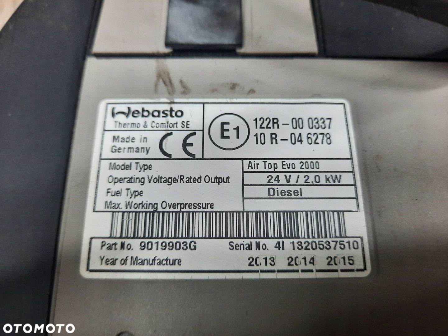 WEBASTO DEWASTO OGRZEWANIE AIR TOP EVO 2000 VOLVO FH 4 FM 4 FH 5 - 6