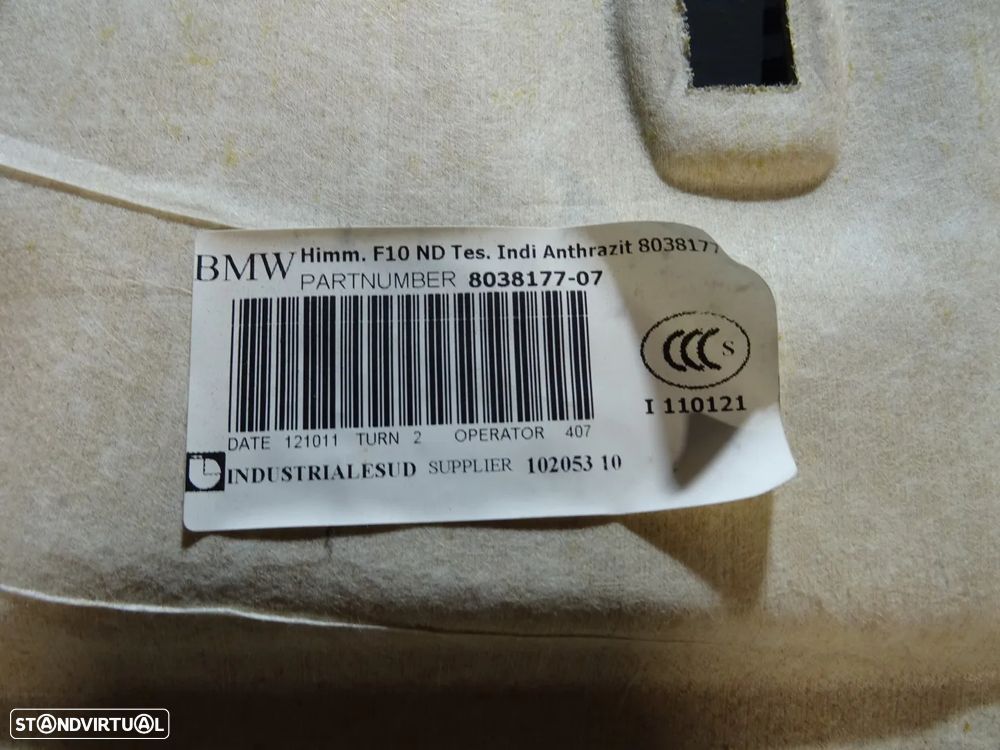 Cúpula / Teto BMW Serie 5 F10 Sedan Pack M / Preto - 8038177 / 8 038 177 - 9