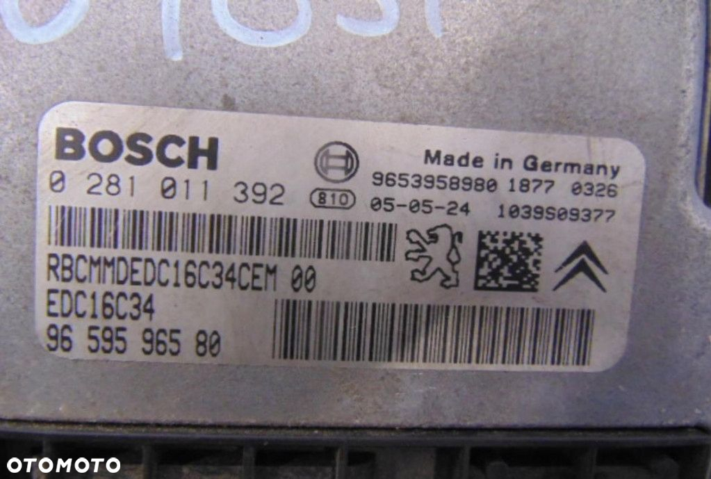 CITROEN XSARA PICASSO 1.6 HDI KOMPUTER SILNIKA 0281011392 - 7