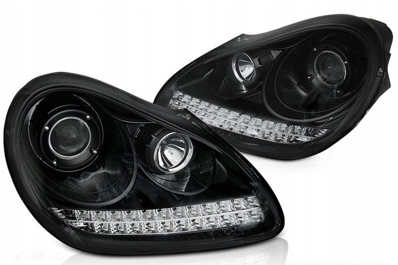 Reflektory Lampa kpl Xenon Soczewka Black Czarne Porsche Cayenne 9pa 2002- - 1