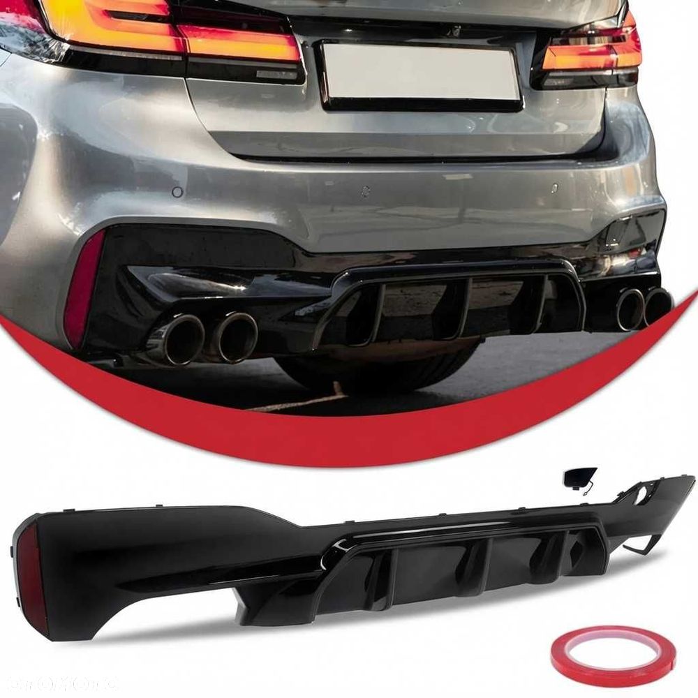 Tylny Dyfuzor Zderzaka BMW G30 G31 M-Pakiet M5 LOOK + Zaślepka Czarny Połysk