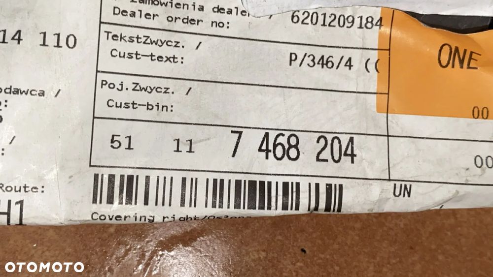 ZAŚLEPKA ZDERZAKA PRZÓD BMW X5 G05 PRAWA 7468204 NOWA - 2