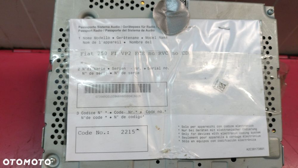 RADIO FIAT DUCATO JUMPER BOXER KOD 14- 07356930100 NO 326/090 - 2