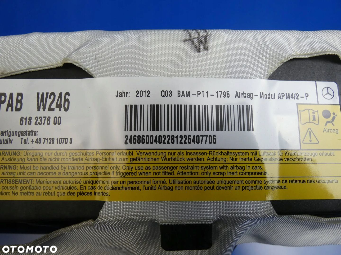 MERCEDES B KLASA W246 PODUSZKA POWIETRZNA PASAŻERA AIR BAG ORYGINALNA - 3