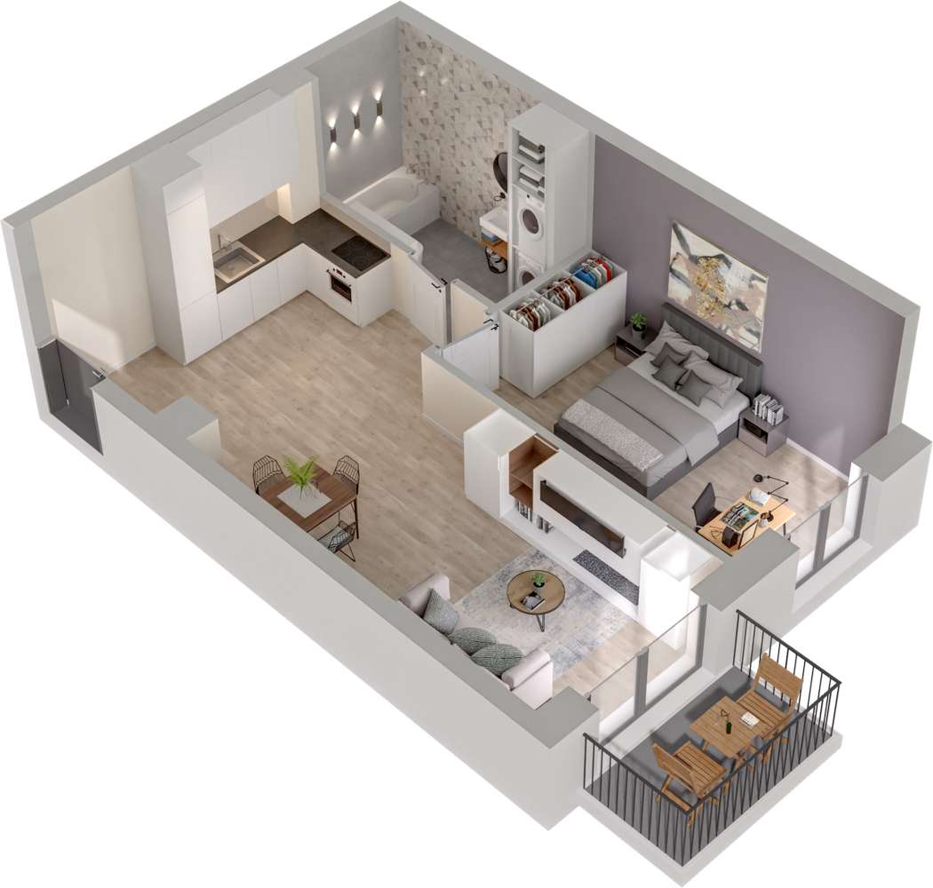3.M.17 | 46,78 m² | 2 pokoje z balkonem | Krzyki- Gaj