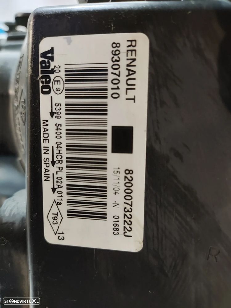 OTICA OTICAS ESQUERDA RENAULT MEGANE 2 II MK2 FASE 1 I CC ESTATE SALOON 89307010 8200073222J 8200073222 VALEO OPTICA OPTICAS FAROL FAROIS - 9