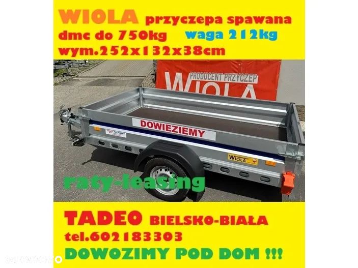 Wiola 252x132 mocna spawana przyczepa 1 oś