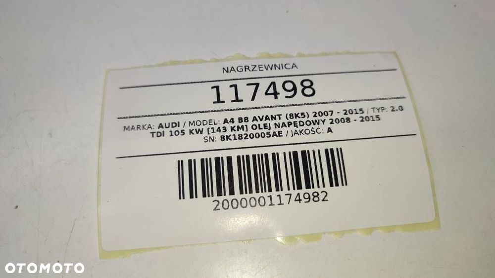 NAGRZEWNICA DMUCHAWA KOMPLETNA AUDI A4 B8 EUROPA 8K1820005AE - 8