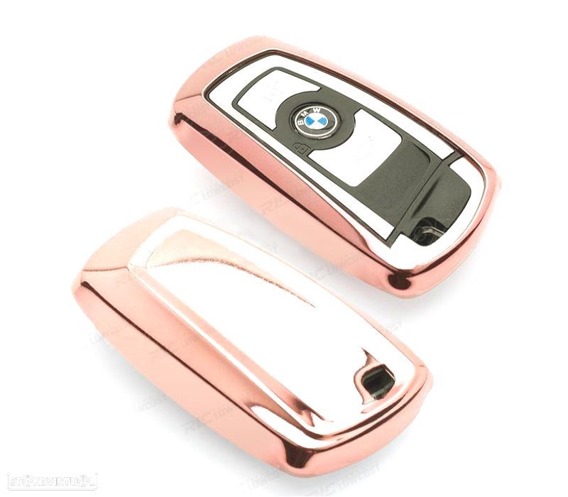 CAPA / CARCAÇA CHAVE BMW QUADRADA OURO ROSA - 1