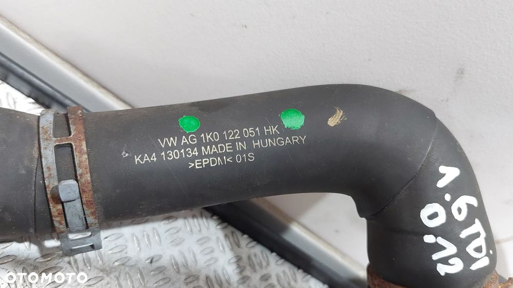 WĄŻ KRÓCIEC WODY SKODA 1,6 TDI 77KW R2012 NR 1K0122051HK - 2