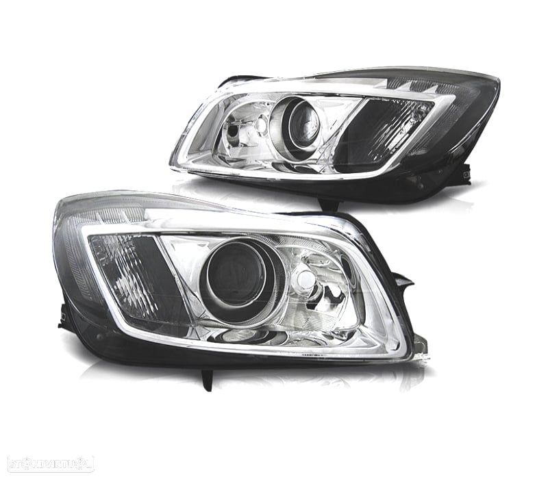 FAROIS FRONTAIS PARA OPEL INSIGNIA 08-13 LED FUNDO CROMADO - 1