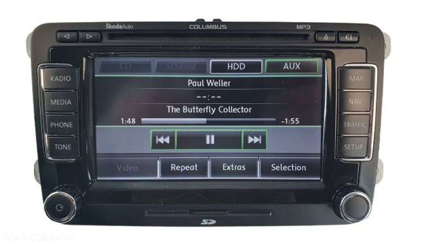 Skoda SuperB 2 II 3T Columbus Radioodtwarzacz NAVI HDD MP3 SD CD KOD - 1