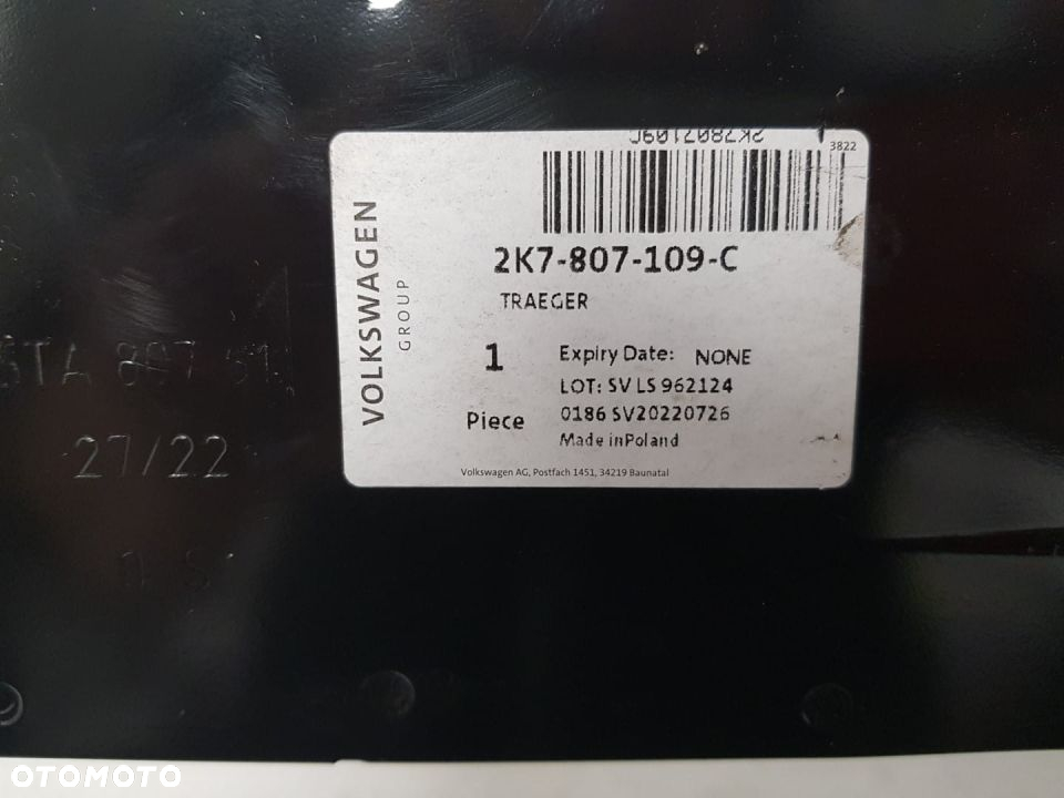 VW CADDY 20- 2K7 NOWA BELKA PRZEDNIA PRZÓD ZDERZAKA NOWE WZMOCNIENIE 2K7807109C - 2