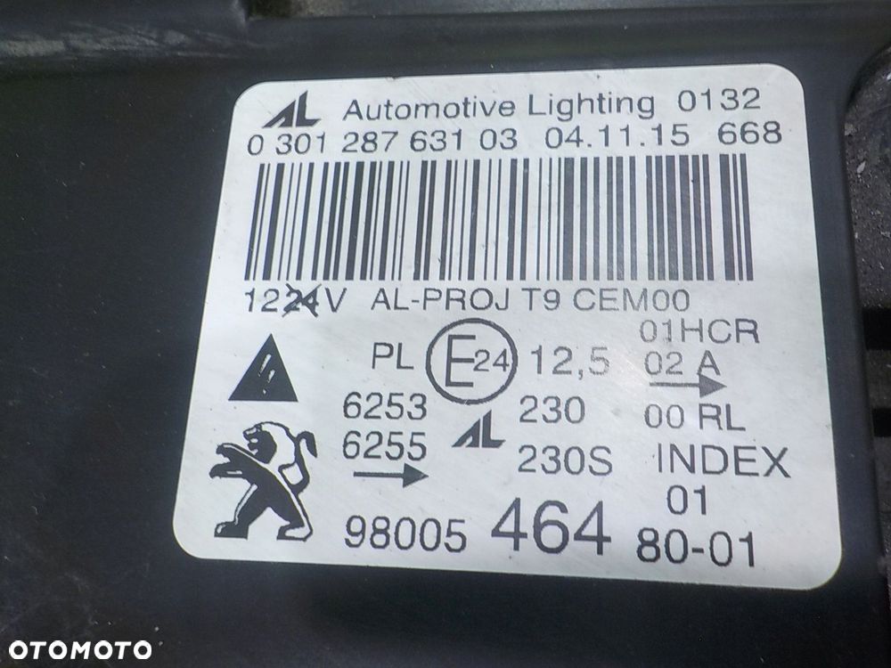 308 II GT 1.2 B AUT 16r HB 5D lampa lewa przod FULL LED 9800546480 - 9