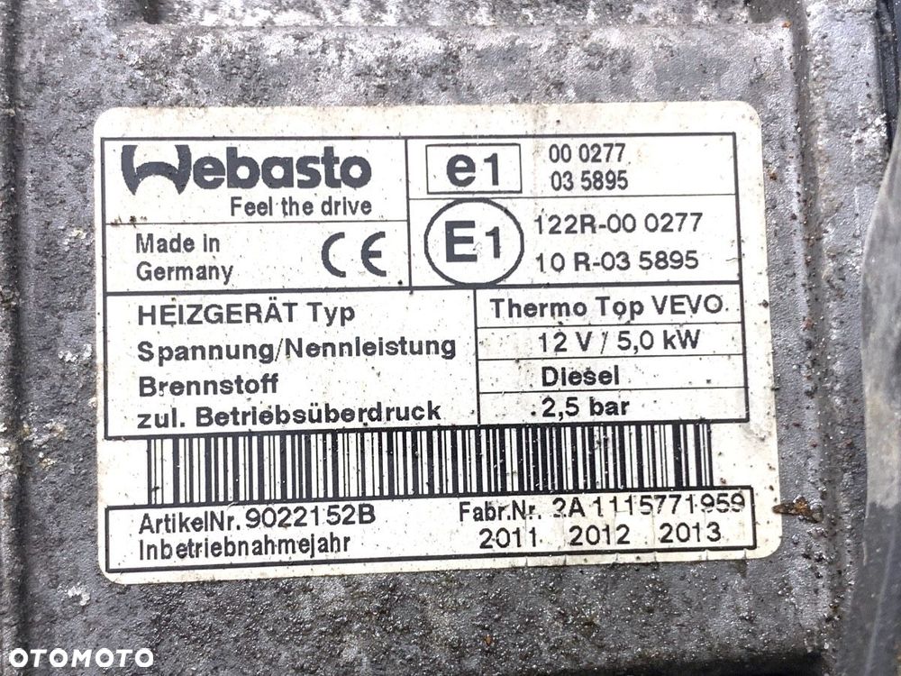 WEBASTO  VW SHARAN (7N1, 7N2) 2010 - 2022 2.0 TDI 103 kW [140 KM] olej napędowy 2010 - 2022 - 6