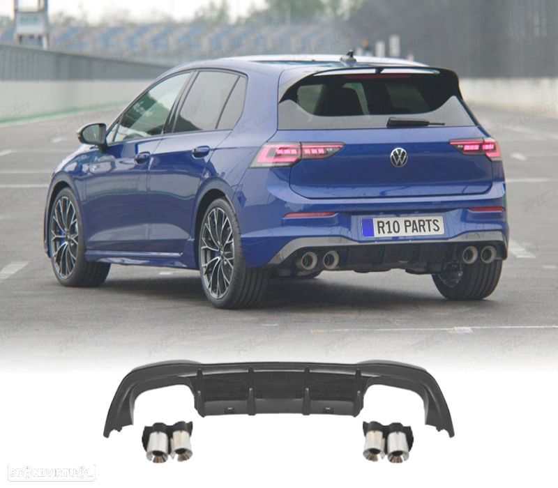 DIFUSOR VOLKSWAGEN VW GOLF 8 21-23 LOOK R SAIDA DUPLA + PONTEIRAS DE ESCAPE - 1