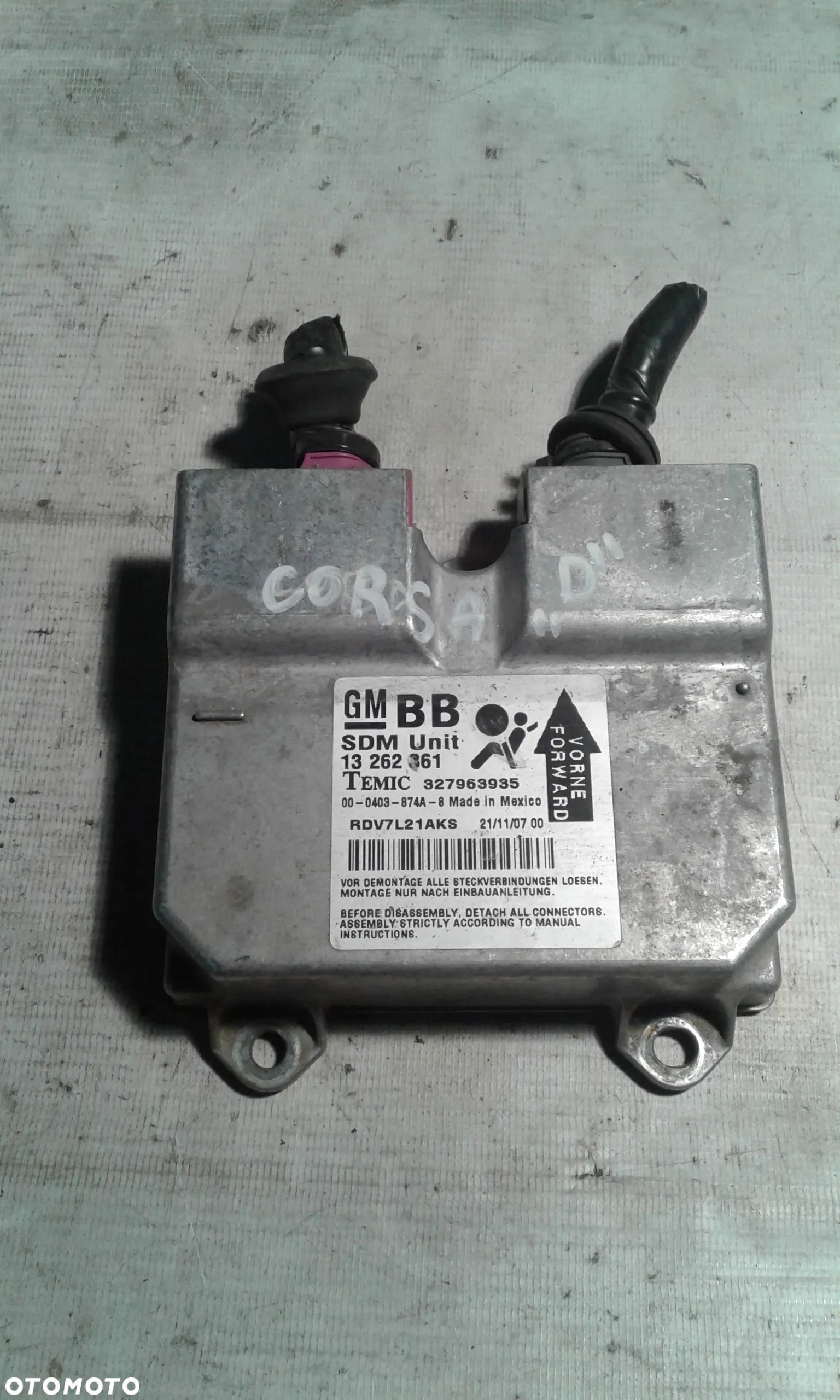 MODUŁ SENSOR PODUSZEK AIRBAG CORSA D 13262361 - 1