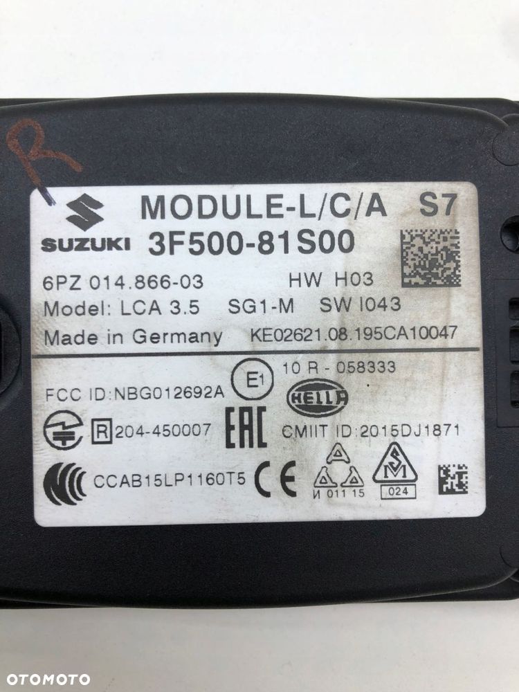SUZUKI SWIFT SPORT MK8 CZUJNIK MARTWEGO POLA ASYSTENT RUCHU 3F500-81S00 - 3