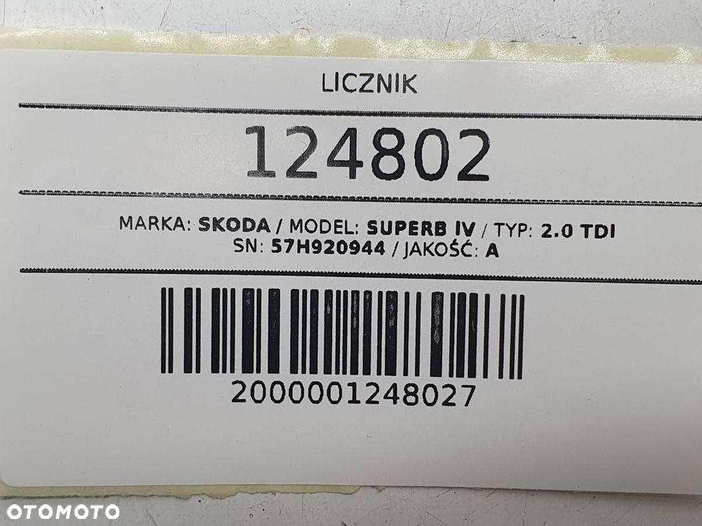 LICZNIK WYŚWIETLACZ EKRAN SKODA SUPERB IV TDI 57H920944 - 8