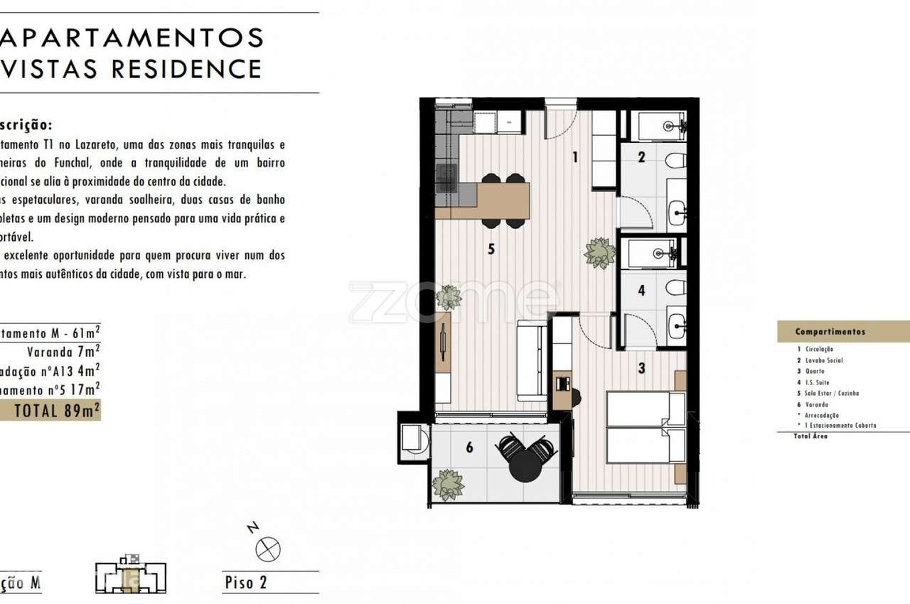 Vistas Residence - Apartamento T1 - M - Centro do Funchal - Vista b... - Grande imagem: 2/12