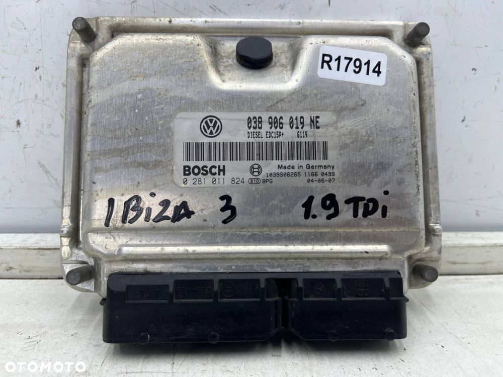 Komputer silnika VW Polo 9n Ibiza Cordoba Fabia 02-08r. 1.9 TDi sterownik ECU 038906019ne 0281011824 - 1