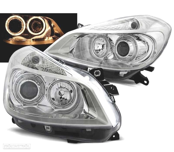 FARÓIS PARA RENAULT CLIO 3 05-09 ANGEL EYES CROMADOS