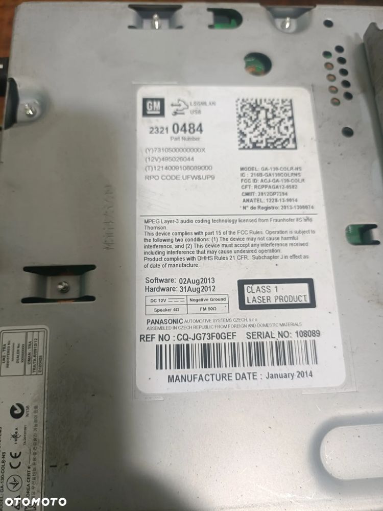 OPEL ASTRA IV J 09-19 1,4 TB radioodtwarzacz radioodbiornik radio 23210484 * - 5